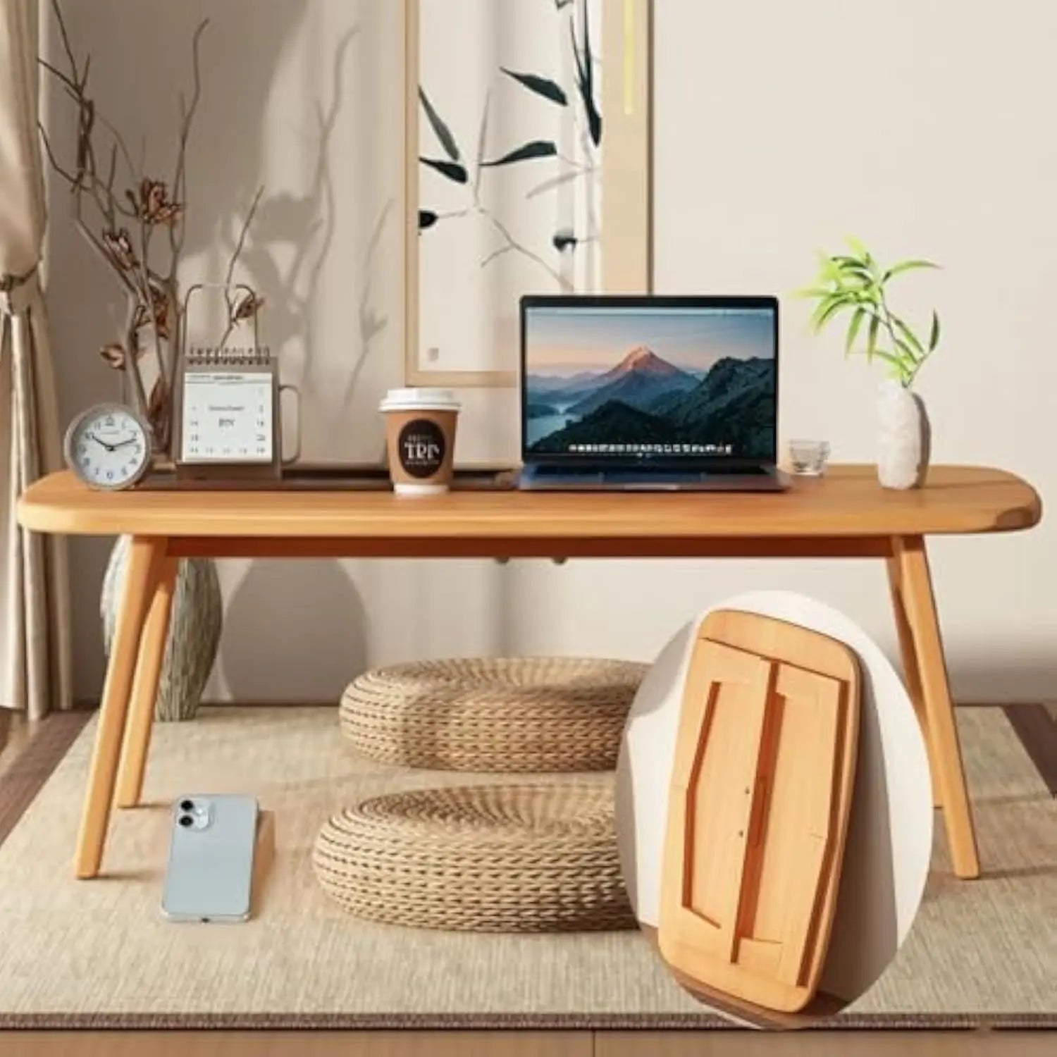 Foldable Solid Wood Coffee Table – Small Apartment Living Room Furniture